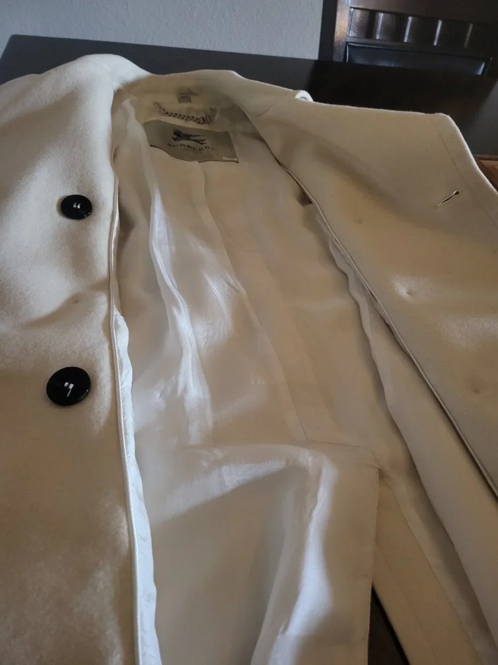 Burberry Cream/White Double Breasted Belted Cashmere‎ Wool Trench Coat US Size 4 - Picture 5 of 9